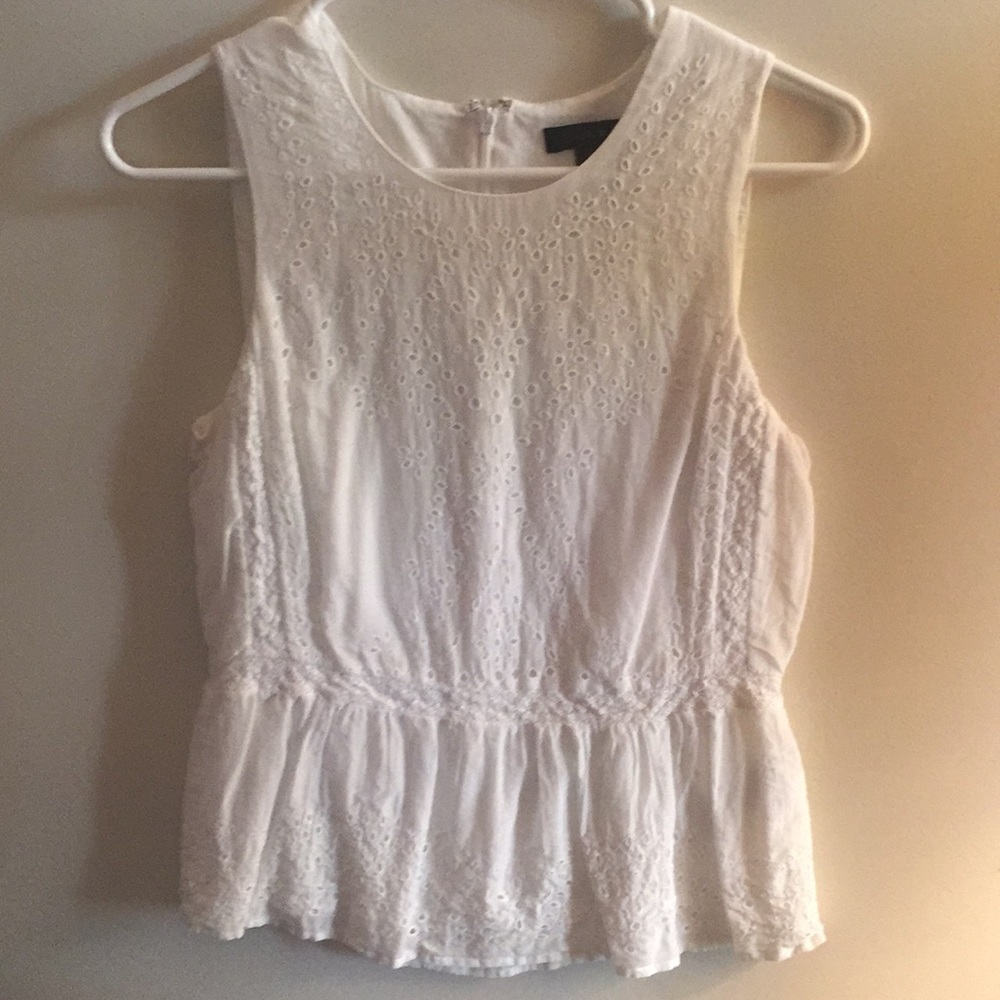 J.Crew White Mixed Eyelet Top